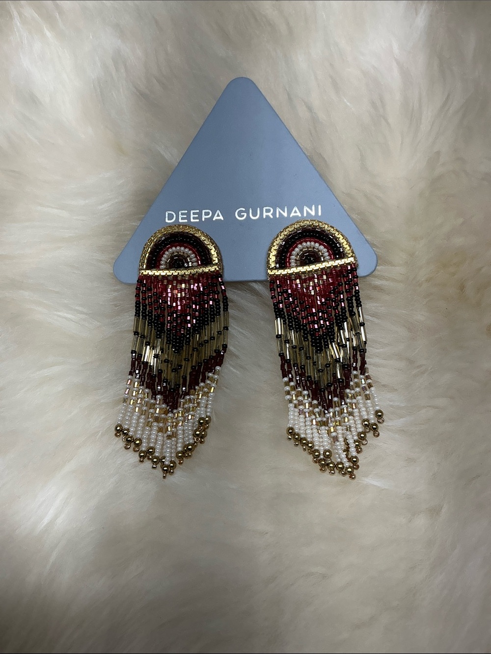 Deepa Gurnani Maroon Lisander Earrings